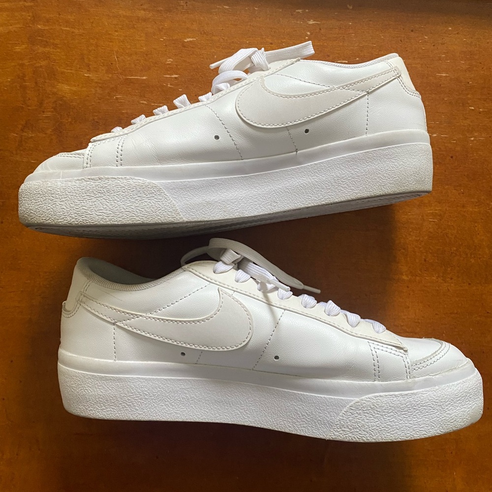 White Nike platform sneakers